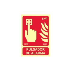Señal pulsador de alarma fotoluminiscente